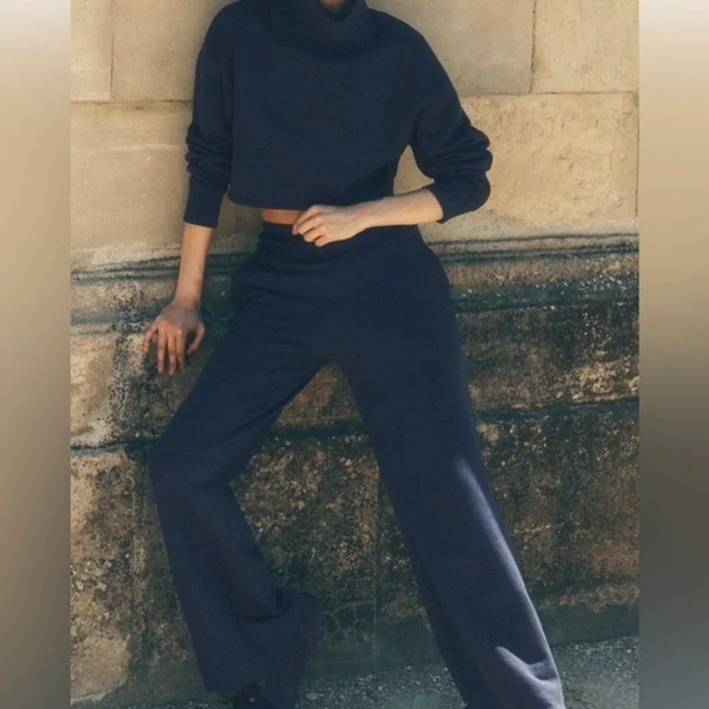 ALO‎ Muse Wide Leg Pant Navy Blue NWT XS